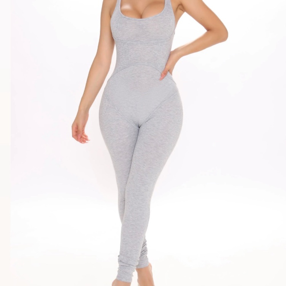 U-Neck Ribbed Jumpsuit